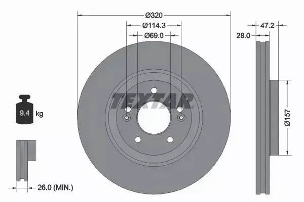 TEXTAR TARCZA HAMULCOWA 92306303 