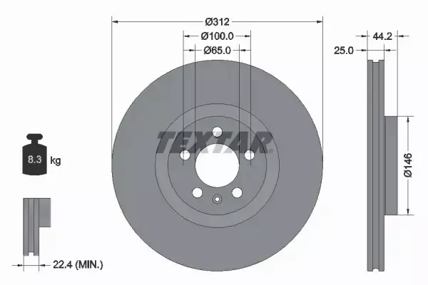 TEXTAR TARCZA HAMULCOWA 92306405 