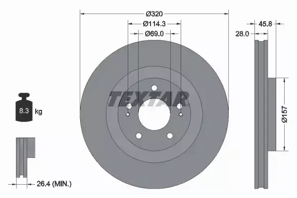 TEXTAR TARCZA HAMULCOWA 92306503 