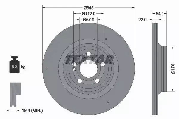 TEXTAR TARCZA HAMULCOWA 92307005 