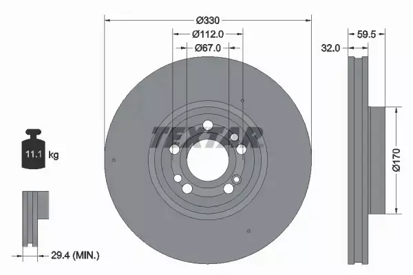 TEXTAR TARCZA HAMULCOWA 92307105 