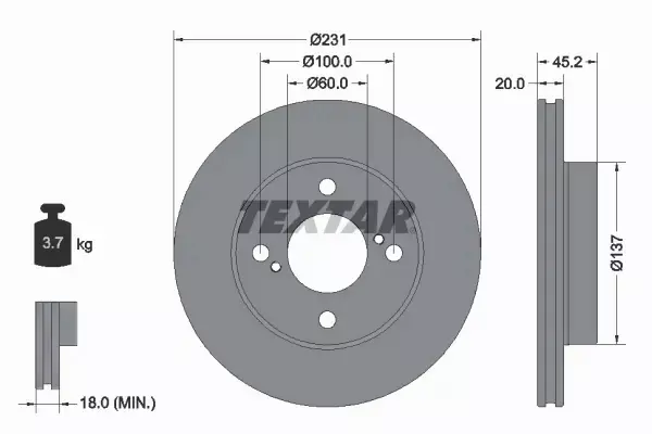 TEXTAR TARCZA HAMULCOWA 92309403 