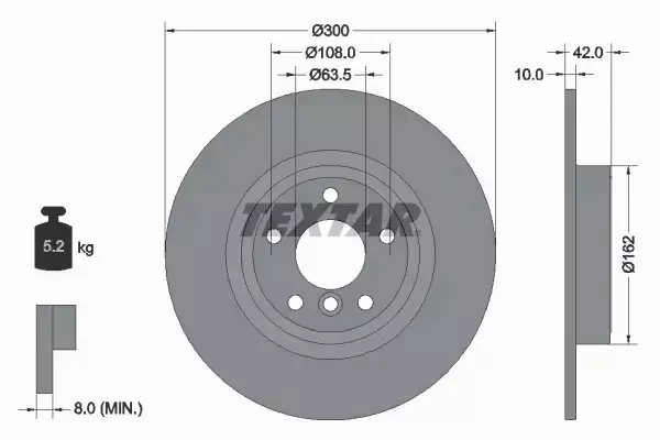 TEXTAR TARCZA HAMULCOWA 92309505 