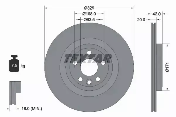 TEXTAR TARCZA HAMULCOWA 92314305 