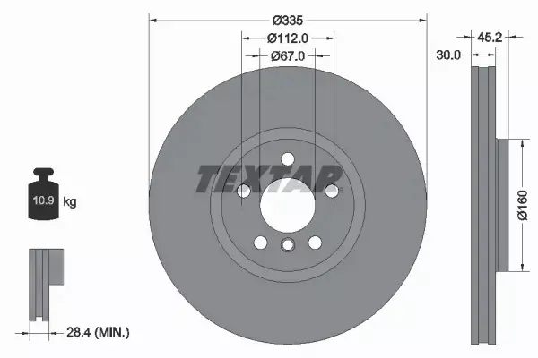 TEXTAR TARCZA HAMULCOWA 92316205 