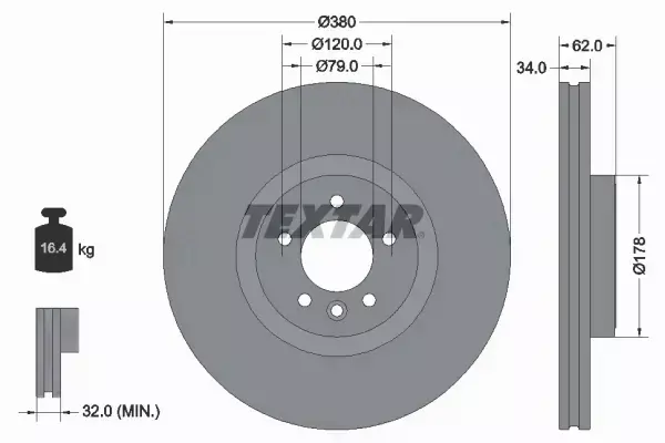 TEXTAR TARCZA HAMULCOWA 92316405 