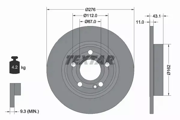 TEXTAR TARCZA HAMULCOWA 92316803 