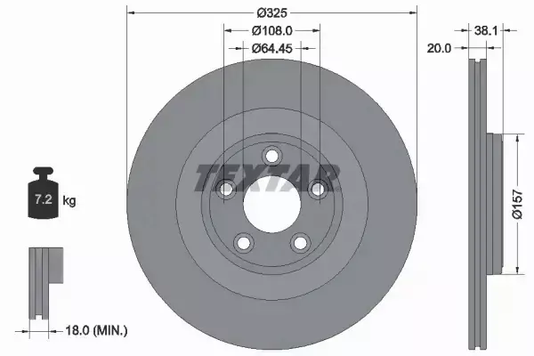 TEXTAR TARCZA HAMULCOWA 92319905 