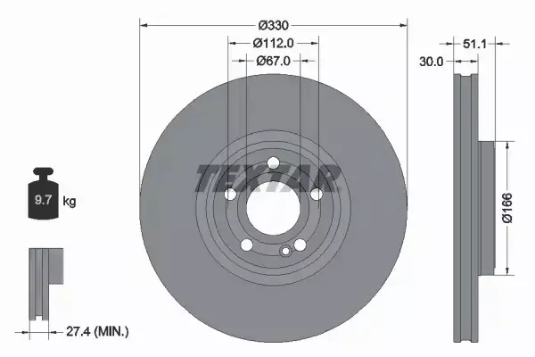 TEXTAR TARCZA HAMULCOWA 92323305 