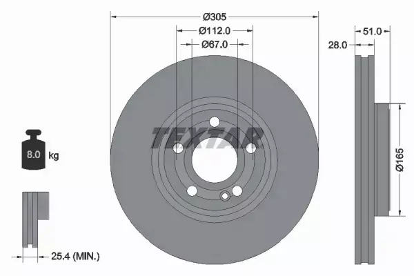 TEXTAR TARCZA HAMULCOWA 92323405 