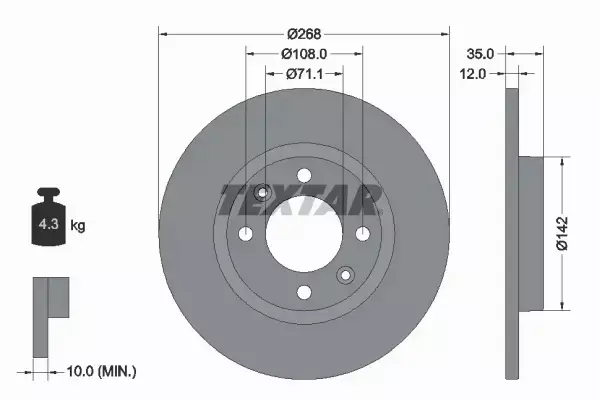 TEXTAR TARCZA HAMULCOWA 92325903 