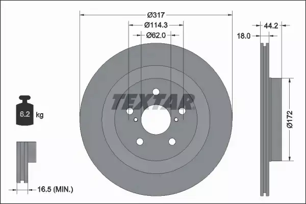 TEXTAR TARCZA HAMULCOWA 92343103 