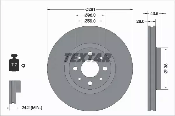 TEXTAR TARCZA HAMULCOWA 92344703 