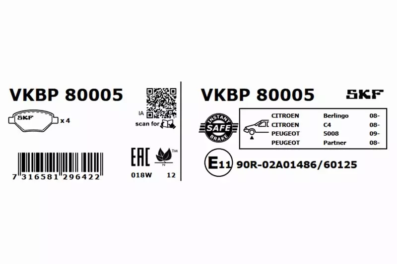 SKF KLOCKI HAMULCOWE VKBP 80005 