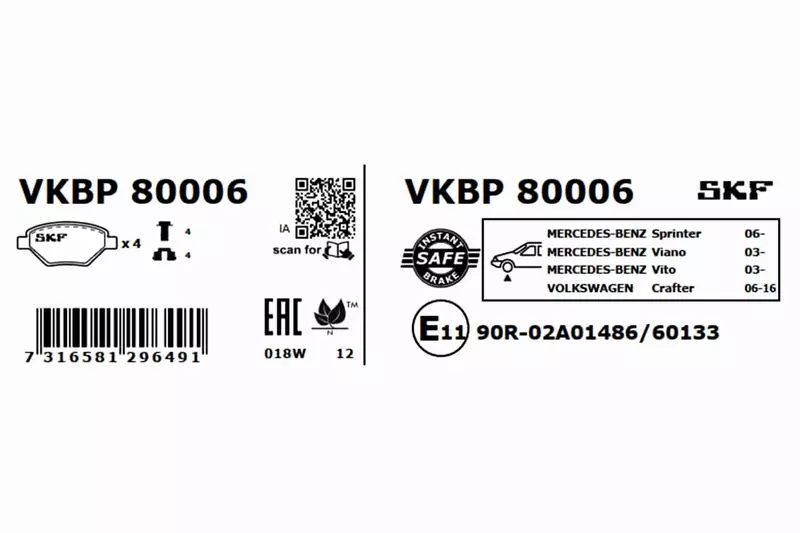 SKF KLOCKI HAMULCOWE VKBP 80006 