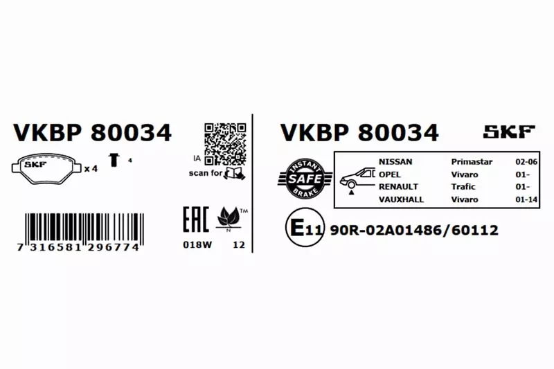 SKF KLOCKI HAMULCOWE VKBP 80034 