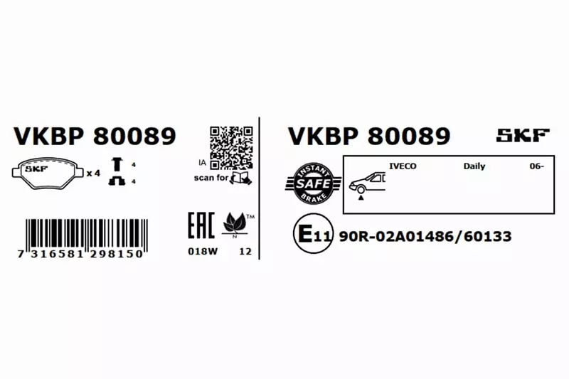 SKF KLOCKI HAMULCOWE VKBP 80089 