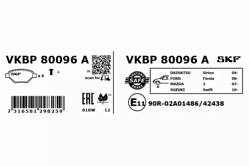 SKF KLOCKI HAMULCOWE VKBP 80096 A 