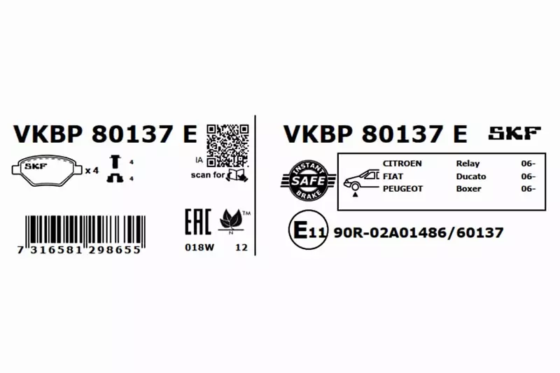 SKF KLOCKI HAMULCOWE VKBP 80137 E 