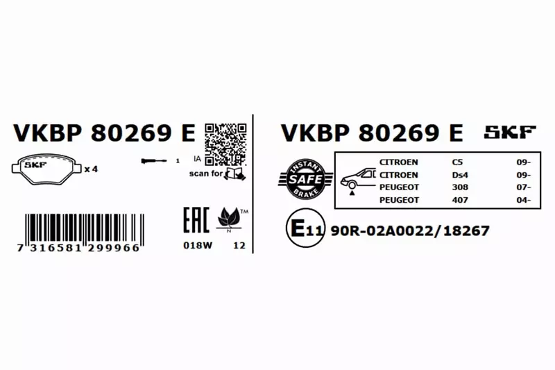 SKF KLOCKI HAMULCOWE  VKBP 80269 E 