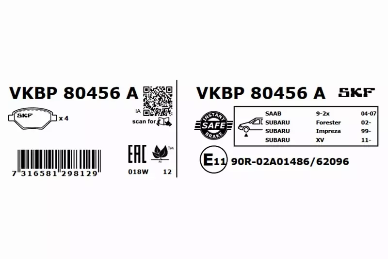 SKF KLOCKI HAMULCOWE VKBP 80456 A 