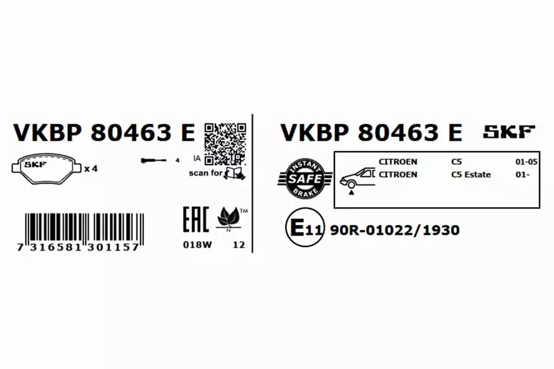 SKF KLOCKI HAMULCOWE  VKBP 80463 E 