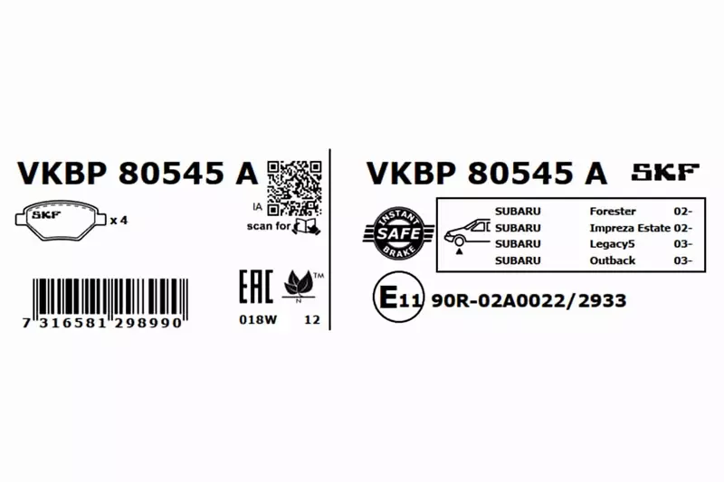 SKF KLOCKI HAMULCOWE VKBP 80545 A 