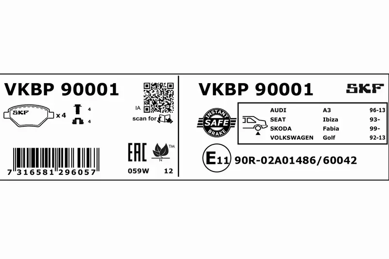 SKF KLOCKI HAMULCOWE VKBP 90001 