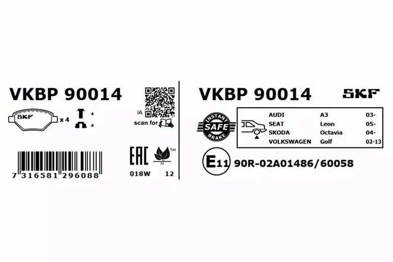 SKF KLOCKI HAMULCOWE VKBP 90014 