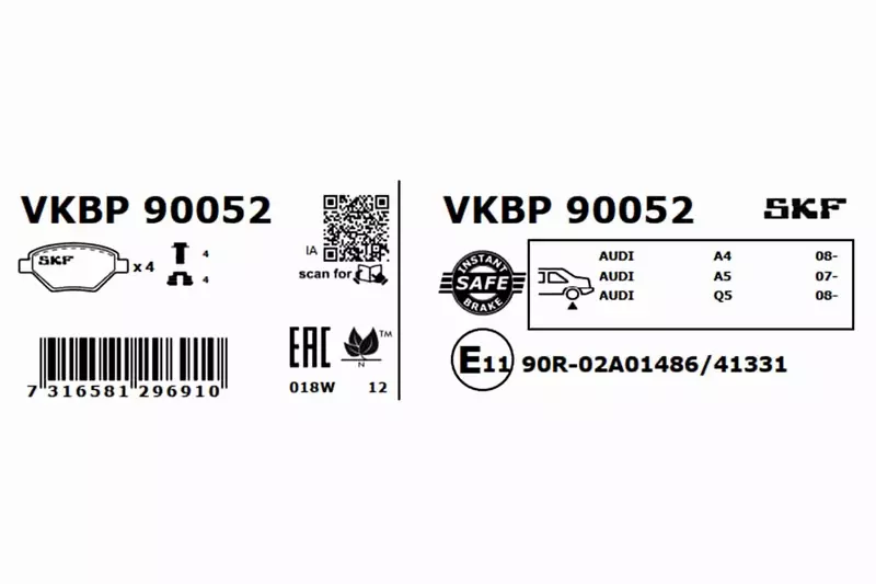 SKF KLOCKI HAMULCOWE VKBP 90052 