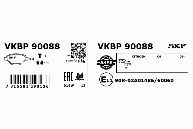 SKF KLOCKI HAMULCOWE VKBP 90088 