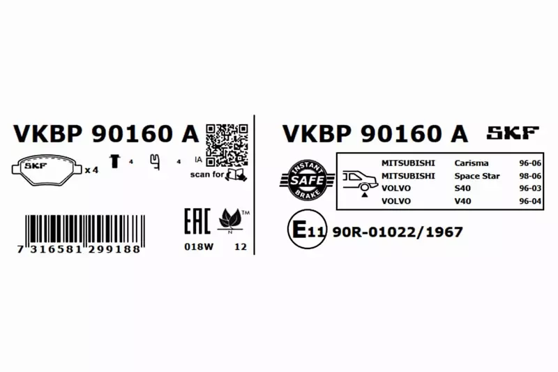 SKF KLOCKI HAMULCOWE VKBP 90160 A 