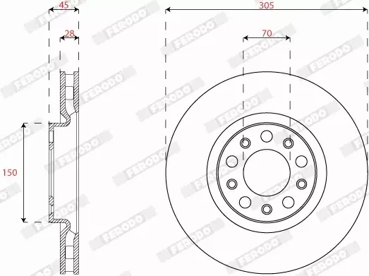 FERODO TARCZE+KLOCKI PRZÓD ALFA ROMEO GIULIA 305MM 