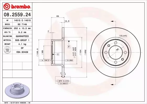 BREMBO TARCZE HAMULCOWE PRZÓD 08.2559.24 