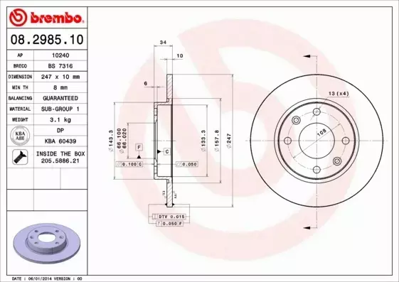 BREMBO TARCZE+KLOCKI PRZÓD CITROEN ZX N2 247MM 