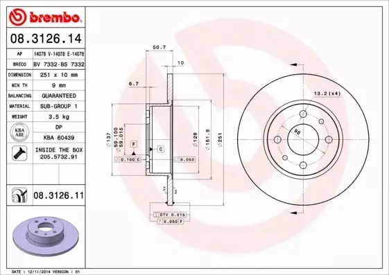 TARCZE BREMBO KLOCKI BREMBO ALFA ROMEO 156 TYLNE 