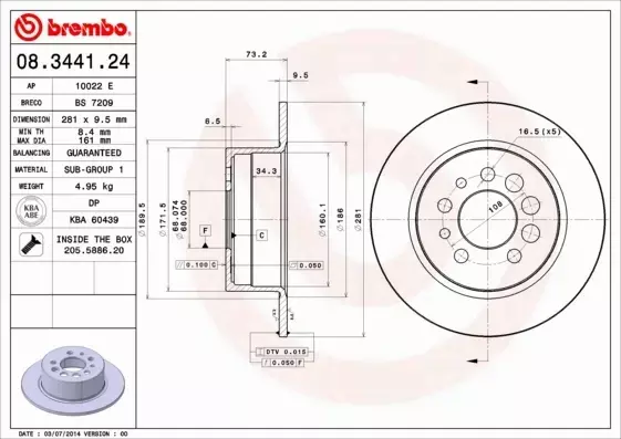 BBREMBO TARCZE+KLOCKI TYŁ VOLVO 940 I II 281MM 