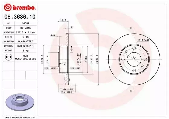 BREMBO TARCZE+KLOCKI PRZÓD FSO POLONEZ III 227MM 