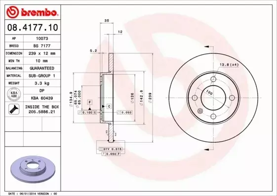 BREMBO TARCZE+KLOCKI PRZÓD SEAT CORDOBA 6K 239MM 