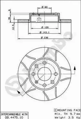 BREMBO TARCZE HAMULCOWE PRZÓD 08.4475.75 