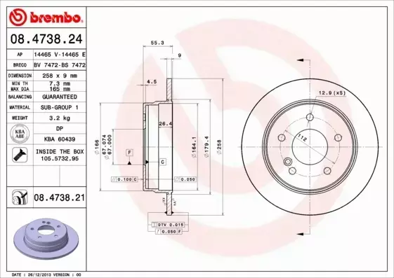 BREMBO TARCZE+KLOCKI TYŁ MERCEDES C W202 258MM 