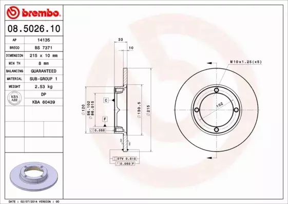 BREMBO TARCZE HAMULCOWE PRZÓD 08.5026.10 