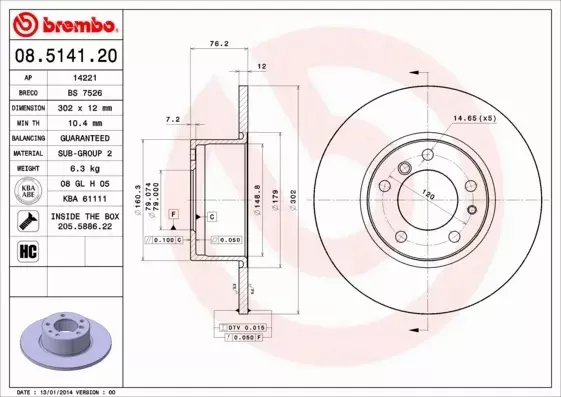 BREMBO TARCZE HAMULCOWE PRZÓD 08.5141.20 