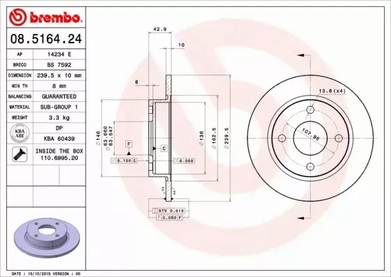 BREMBO TARCZE HAMULCOWE PRZÓD 08.5164.24 