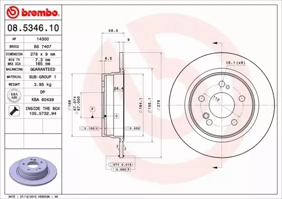 BREMBO TARCZE+KLOCKI TYŁ MERCEDES SL R129 278MM 