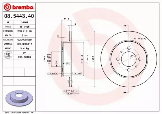 BREMBO TARCZE+KLOCKI T NISSAN ALMERA I N15 258MM 