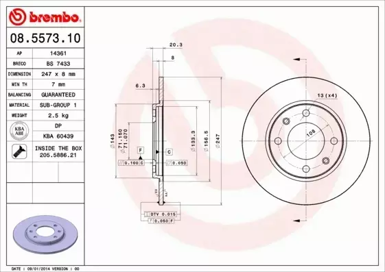 BREMBO Tarcza hamulcowa 08.5573.10 