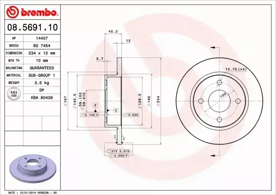 Tarcze hamulcowe BREMBO NISSAN Micra K11 92-03 