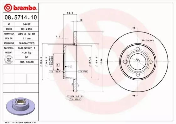 BREMBO TARCZE HAMULCOWE PRZÓD 08.5714.10 