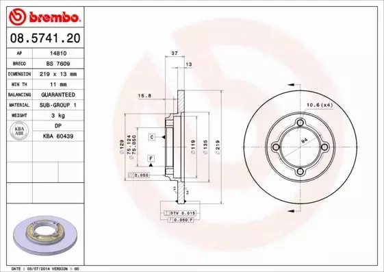 BREMBO TARCZE HAMULCOWE PRZÓD 08.5741.20 